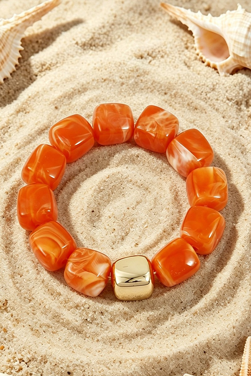 Boho Resin Geometric Bead Stretch Bracelet