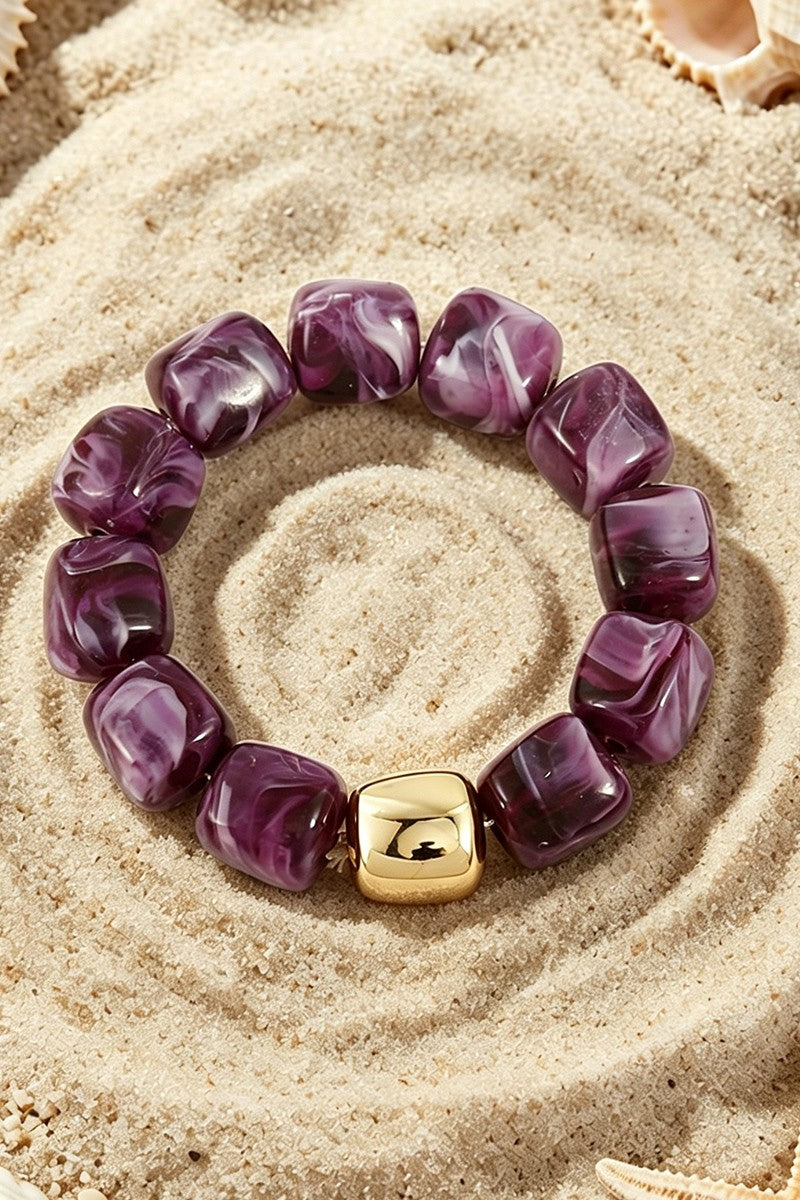 Boho Resin Geometric Bead Stretch Bracelet