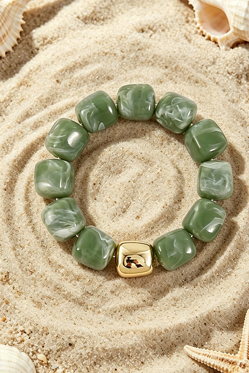 Boho Resin Geometric Bead Stretch Bracelet