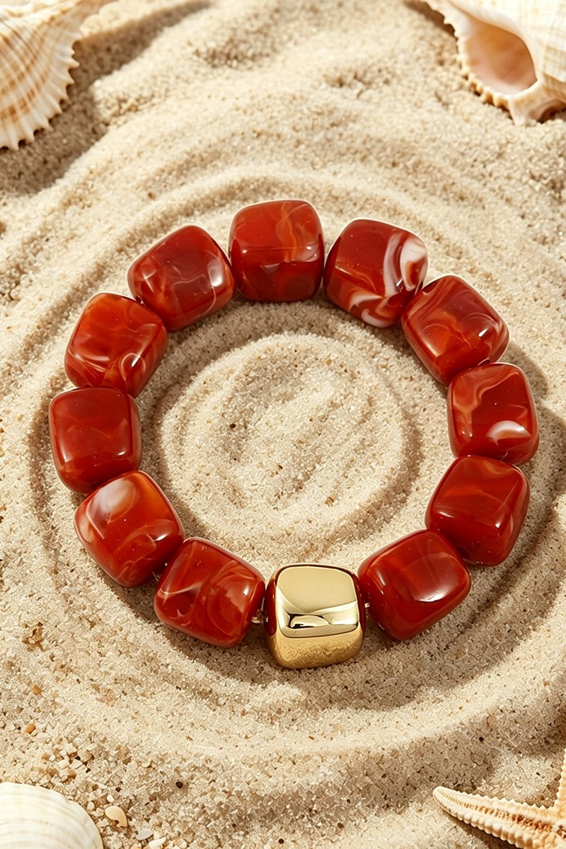 Boho Resin Geometric Bead Stretch Bracelet