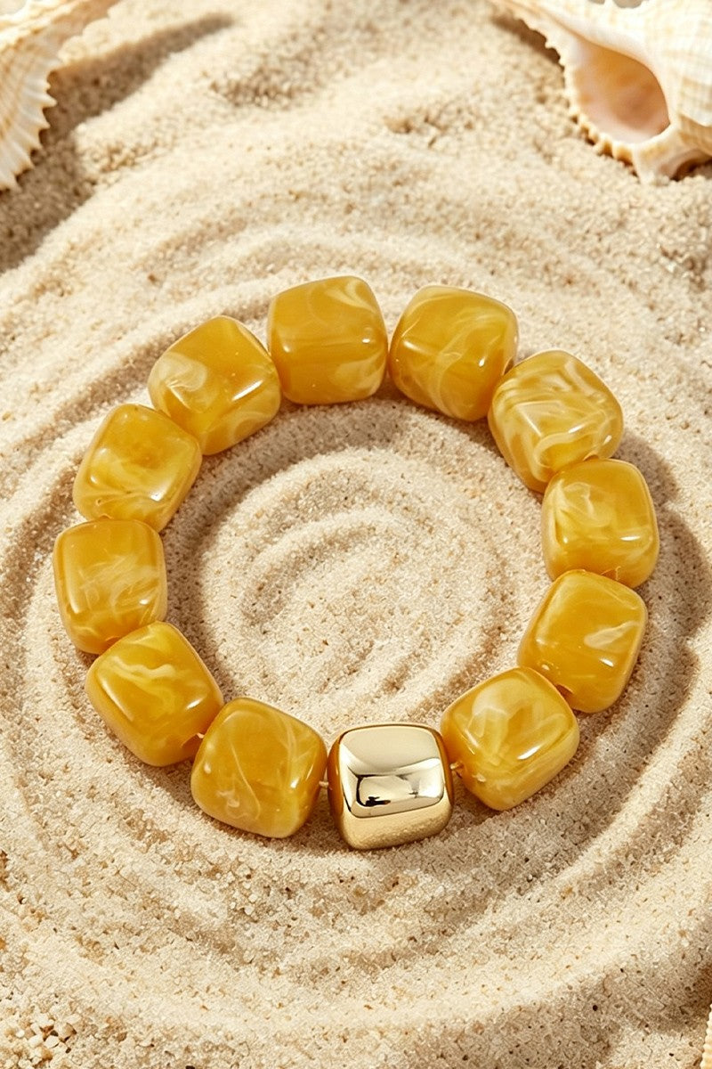 Boho Resin Geometric Bead Stretch Bracelet
