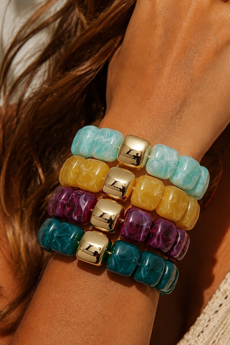 Boho Resin Geometric Bead Stretch Bracelet
