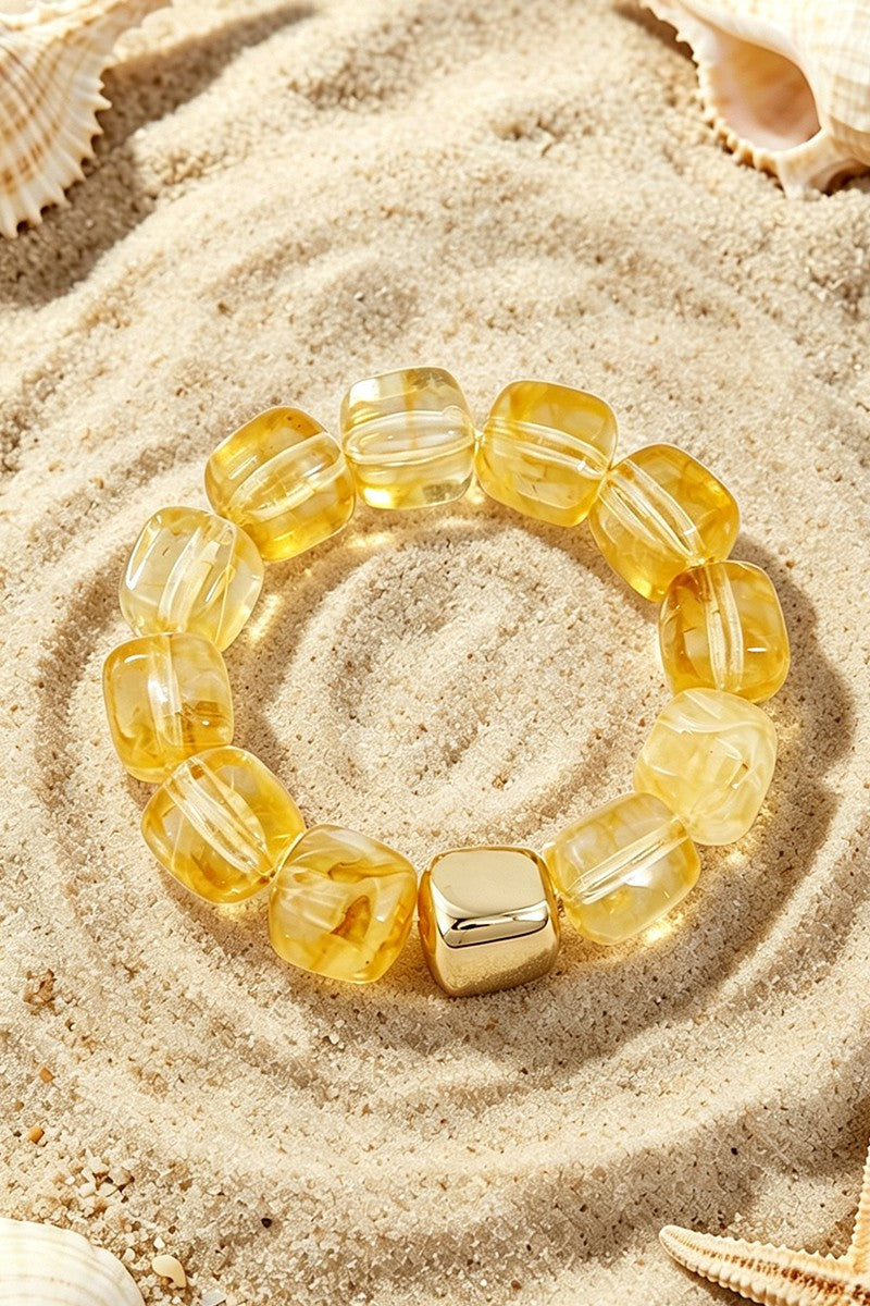 Boho Resin Geometric Bead Stretch Bracelet