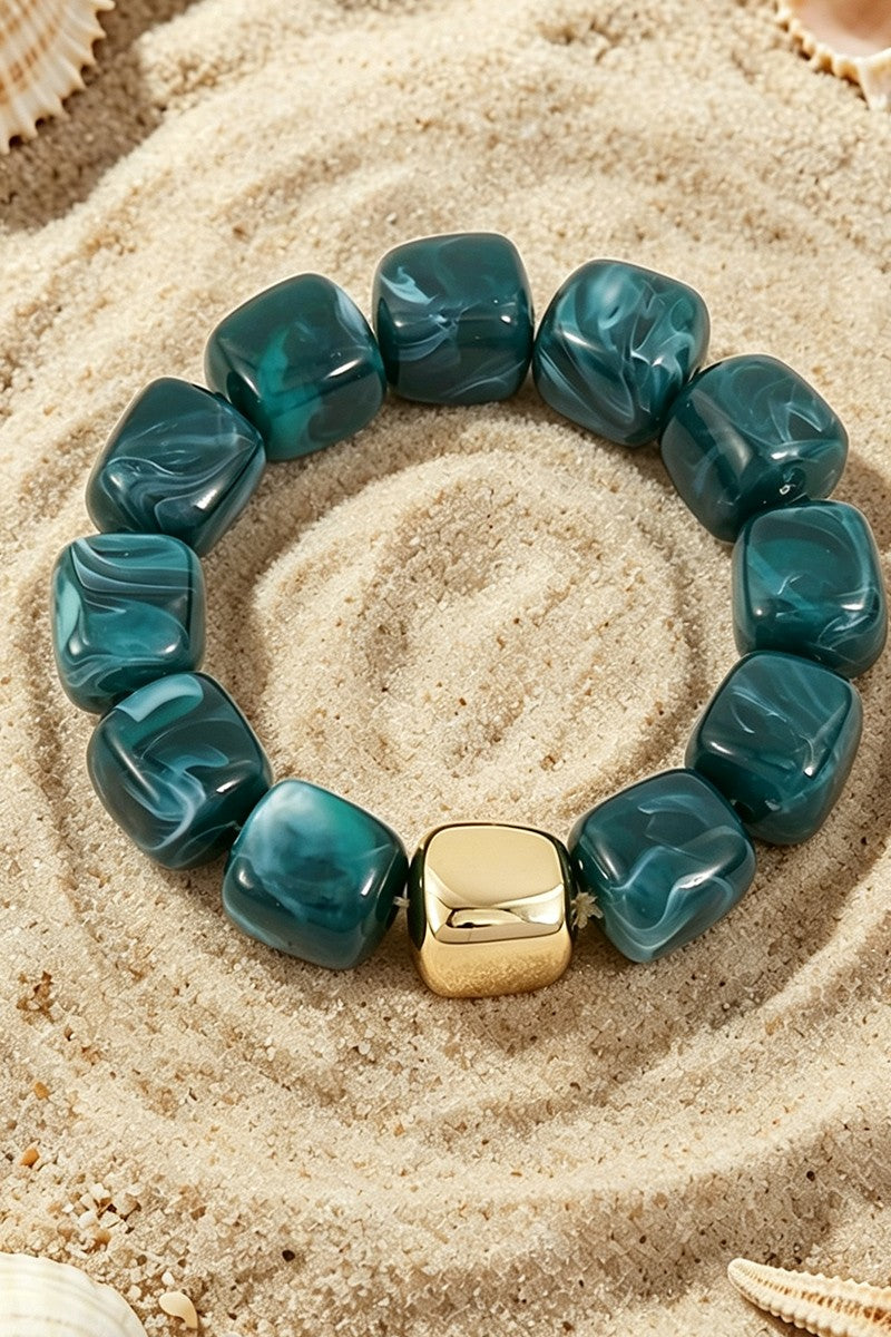 Boho Resin Geometric Bead Stretch Bracelet