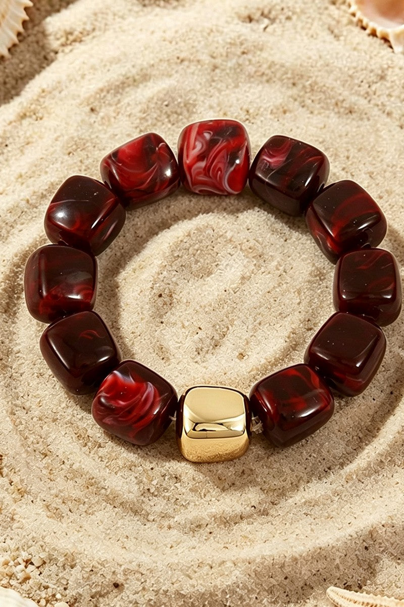 Boho Resin Geometric Bead Stretch Bracelet