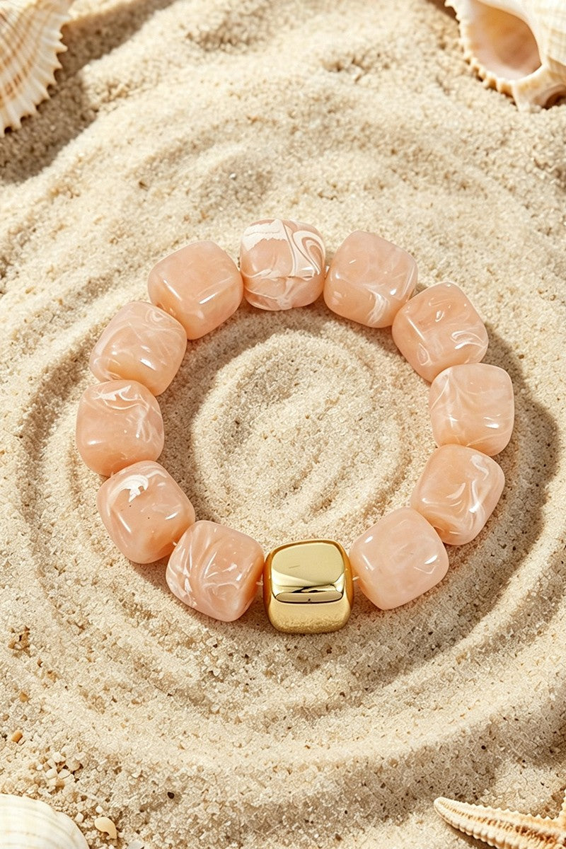 Boho Resin Geometric Bead Stretch Bracelet