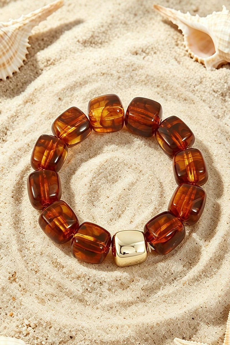Boho Resin Geometric Bead Stretch Bracelet