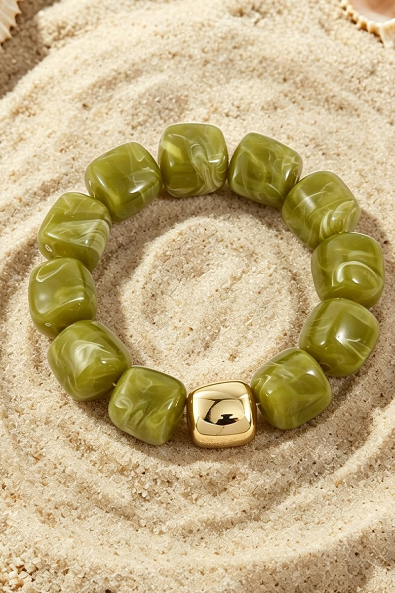 Boho Resin Geometric Bead Stretch Bracelet