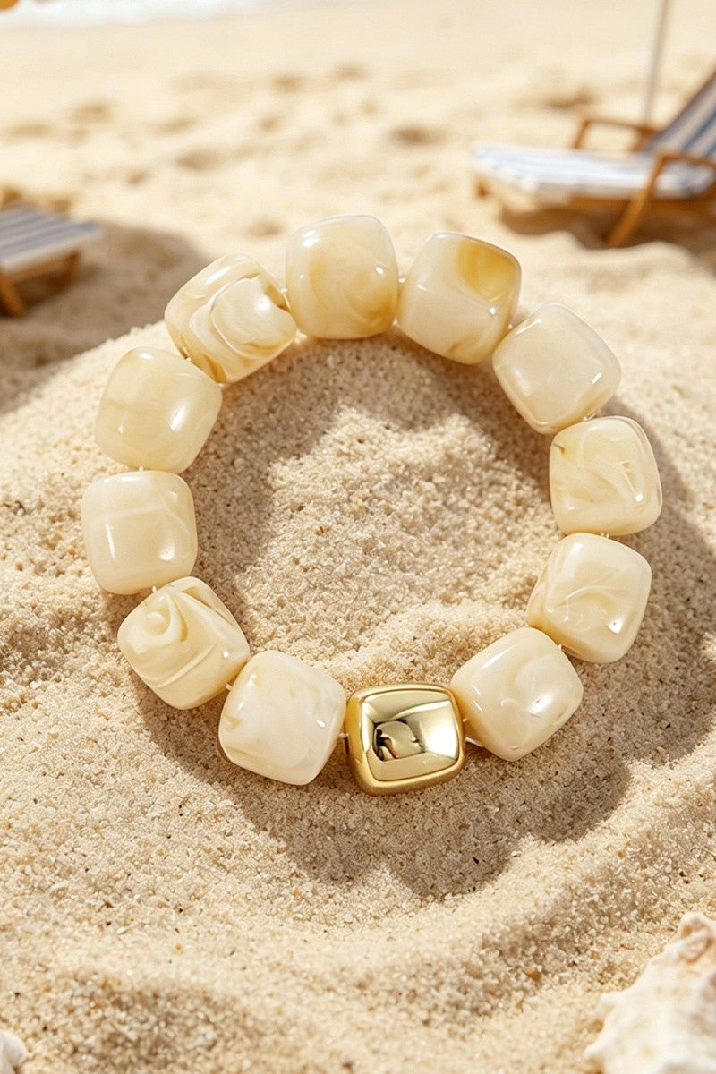 Boho Resin Geometric Bead Stretch Bracelet