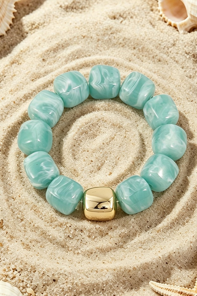 Boho Resin Geometric Bead Stretch Bracelet