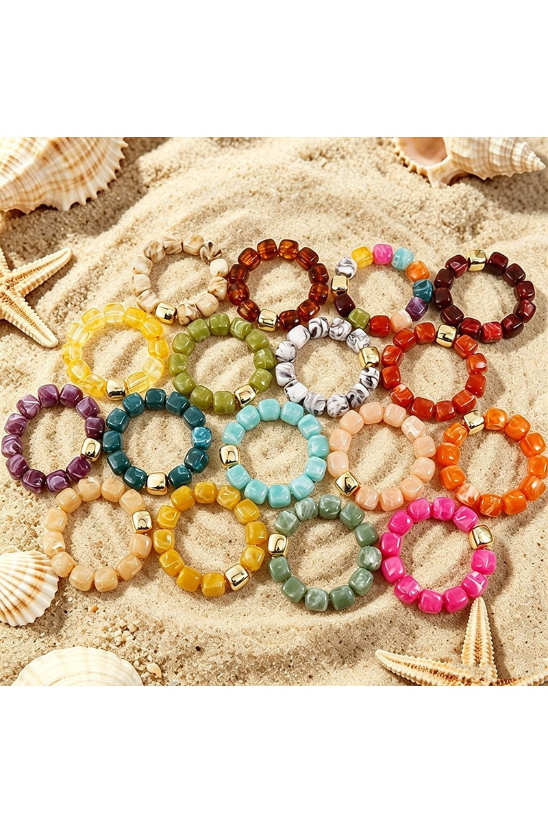 Boho Resin Geometric Bead Stretch Bracelet