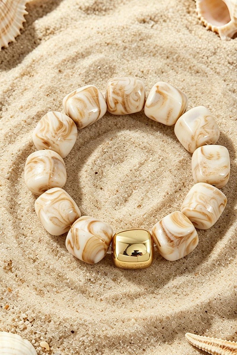 Boho Resin Geometric Bead Stretch Bracelet