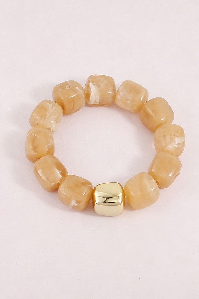 Boho Resin Geometric Bead Stretch Bracelet