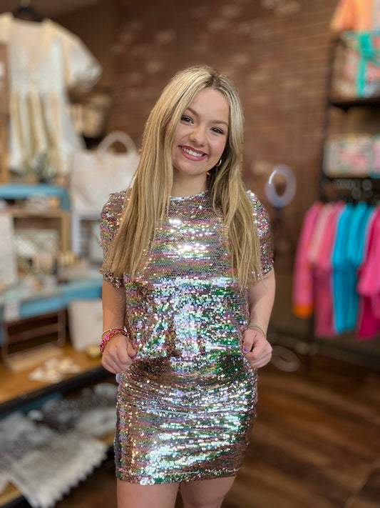 Spicy Breakfast Club Sequin Top And Skirt Set