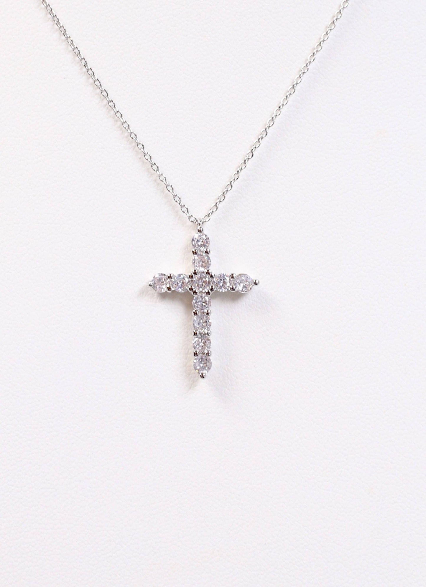 Valencourt CZ Cross Necklace SILVER