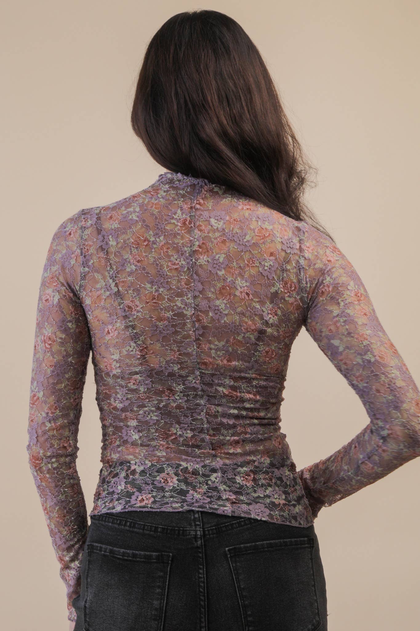 Sheer Mesh Lace Knit Top