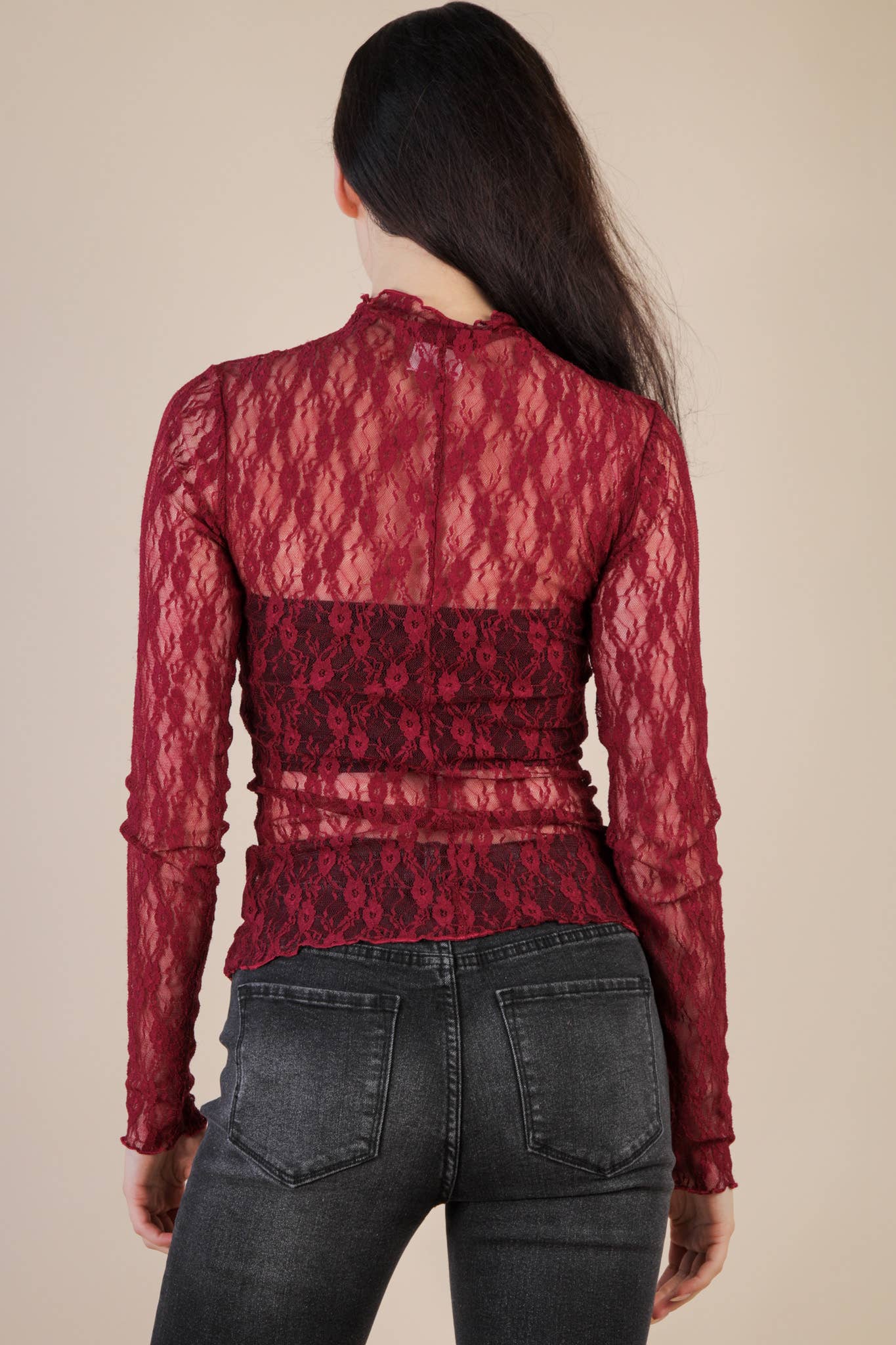 Sheer Mesh Lace Knit Top