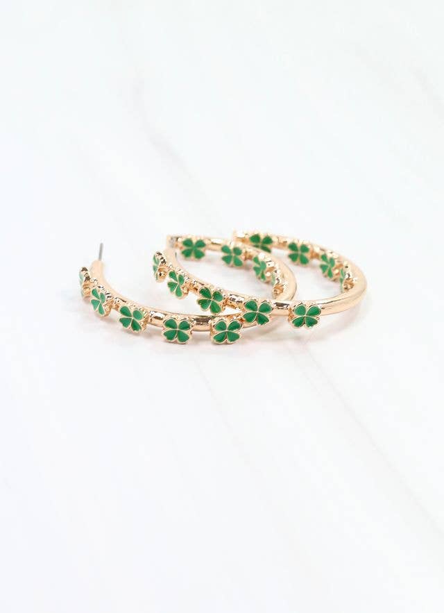 Shamrock Hoop Earring Green