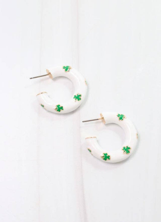 Caroline Hill - Shamrock Hoop Earring White