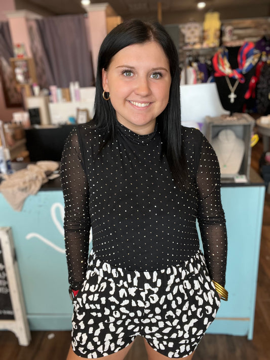 Embellished Mesh Blouse