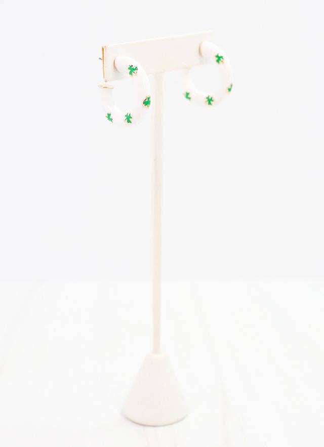 Caroline Hill - Shamrock Hoop Earring White