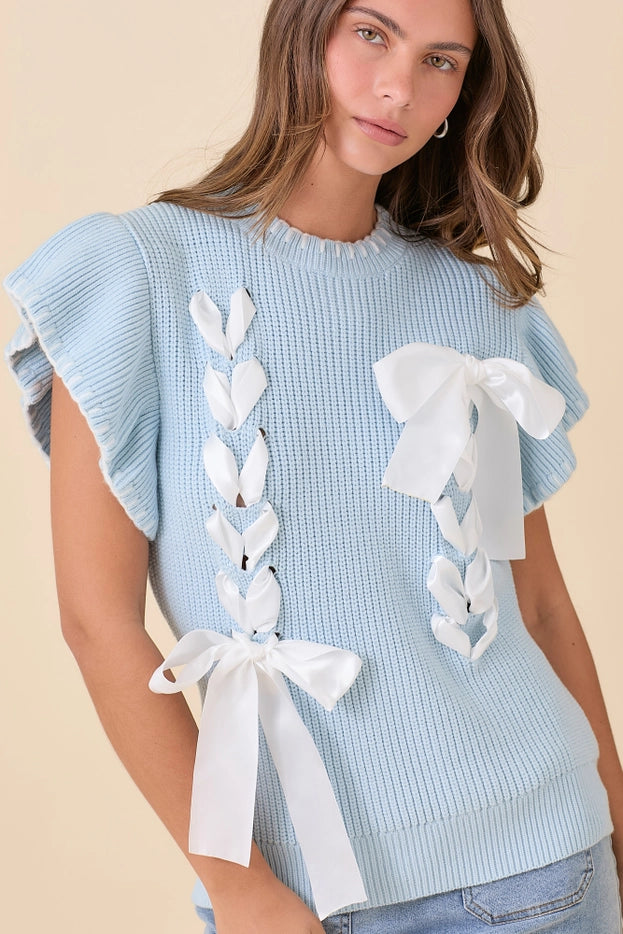 Weave Ribbon Bow Sweater