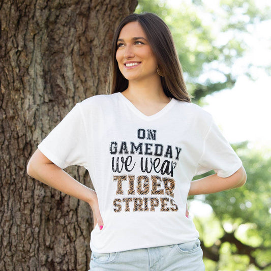We Wear Tiger Stripes V-Neck T-Shirt