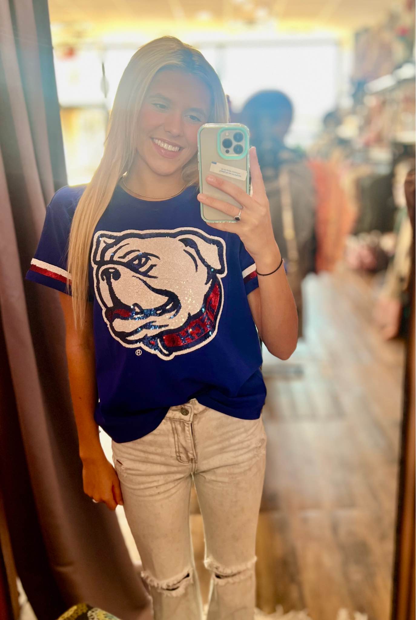 LA Tech Bull Dog Licensed Sequin Tee