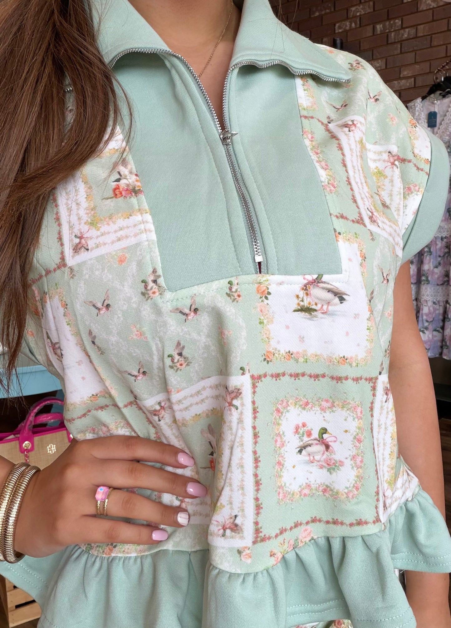 Floral Mallard Duck Patchwork Zip-up Lounge Set