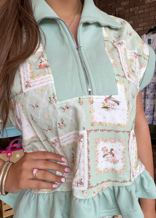 Floral Mallard Duck Patchwork Zip-up Lounge Set