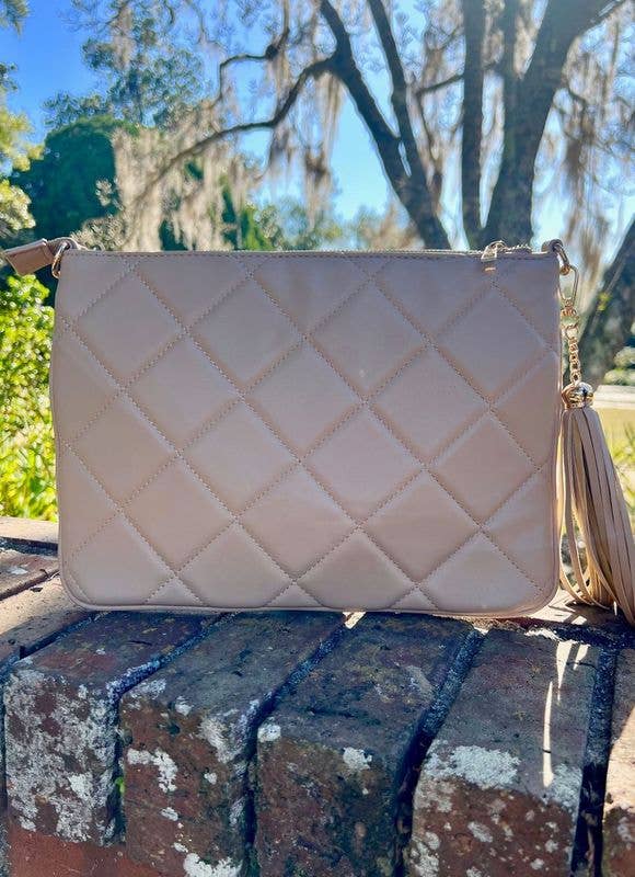 Madelyn Clutch/Crossbody TAN QUILTED LD