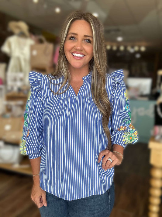 Embroidered Sleeve Blouse