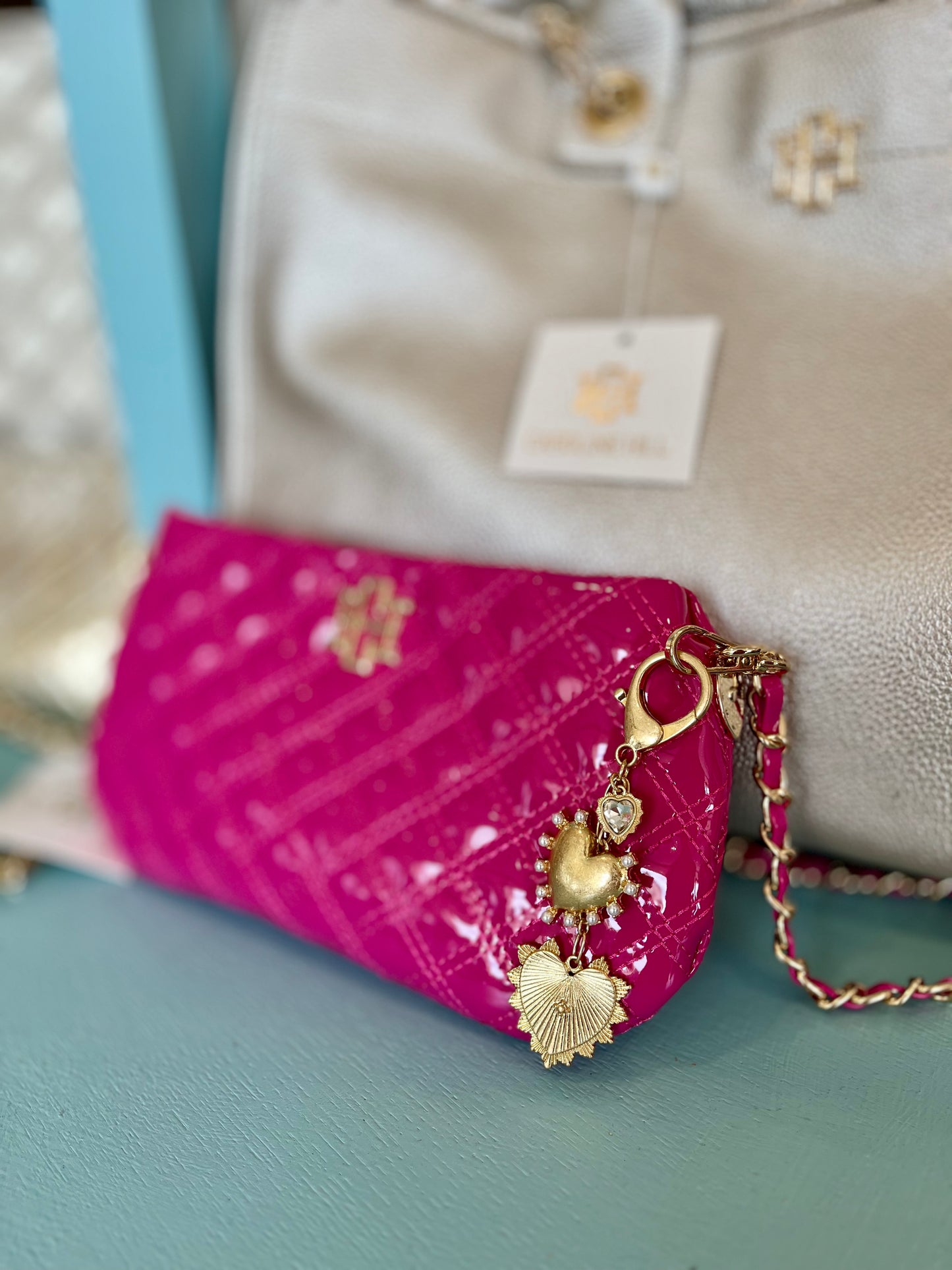 You Have My Heart Bag Charm Worn Gold