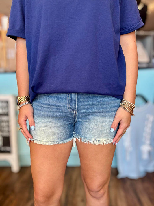 Frayed Hem Denim Shorts