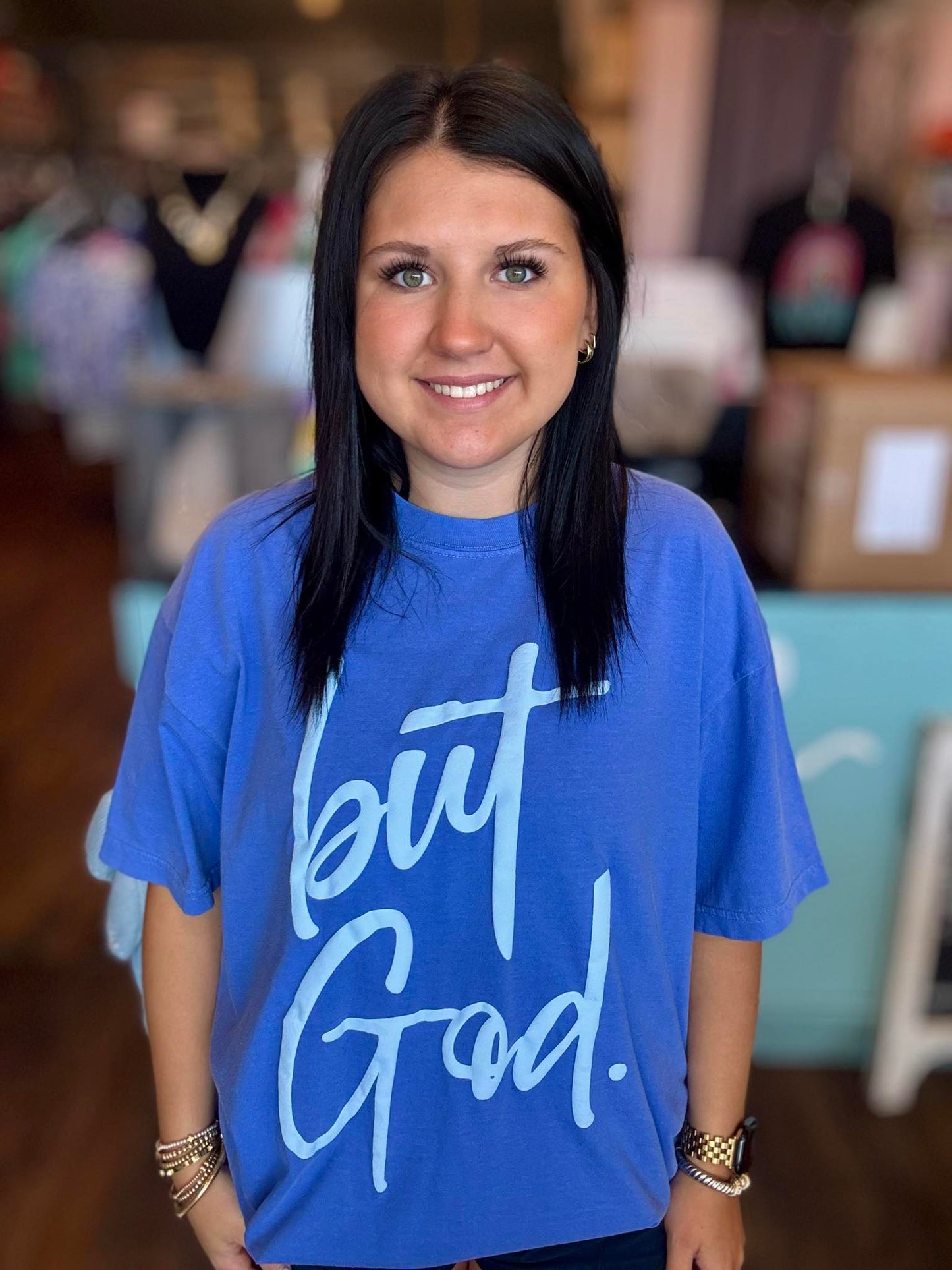 Puff But God Flo Blue Tee