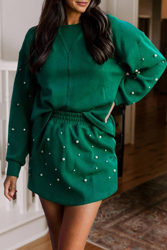 Pearl Detail Sweater & Mini Skort