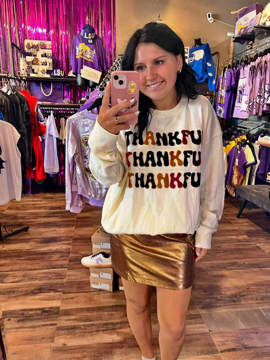 Thankful Velvet Letter Shirt