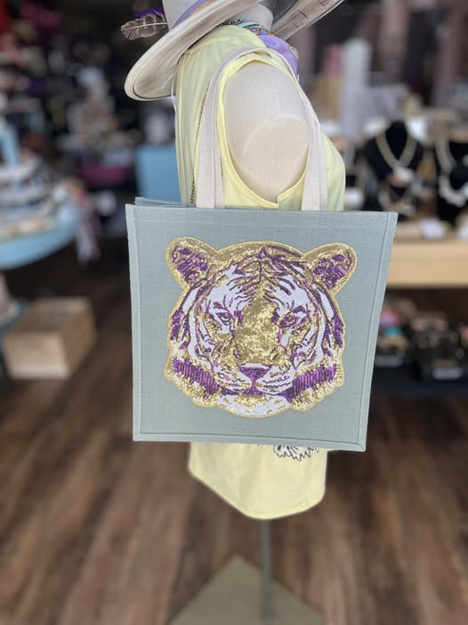 Tiger Sequin Patch Tote