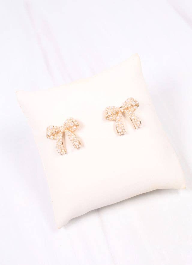 Caroline Hill - Paige Pearl Bow Earring GOLD