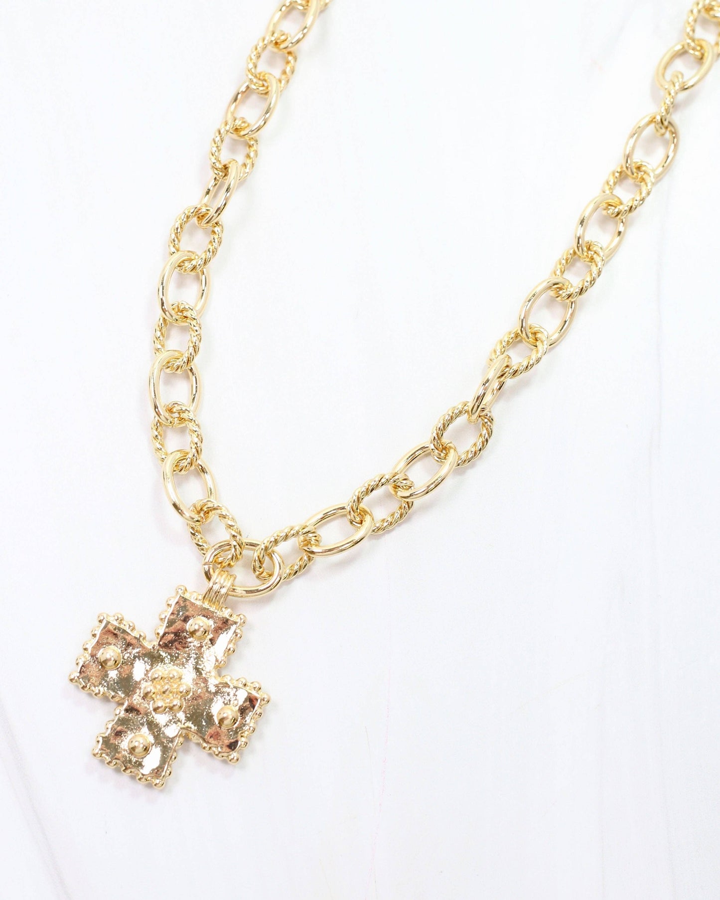 Murray Cross Charm Necklace Gold