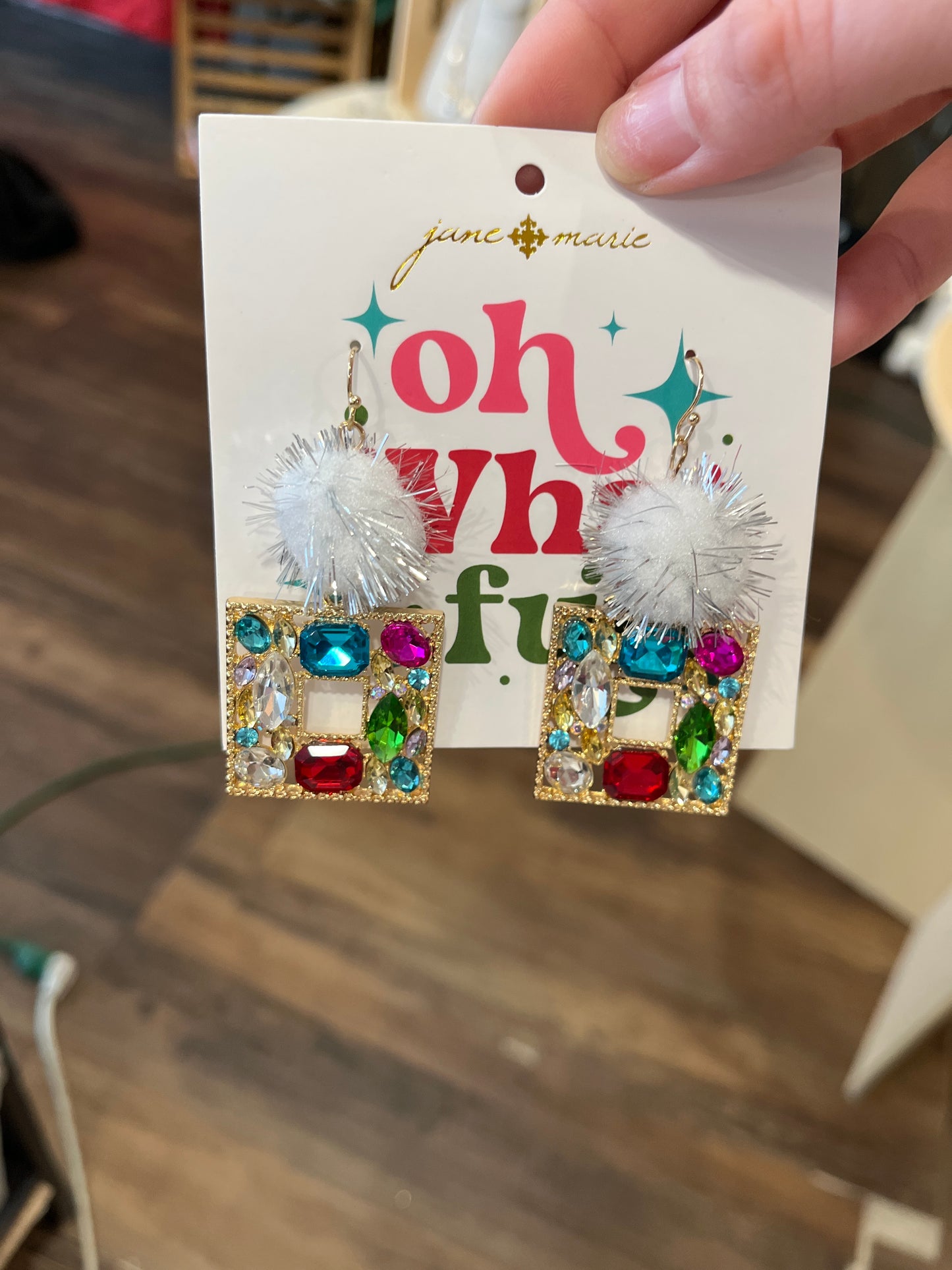 JM Square Pom Earrings