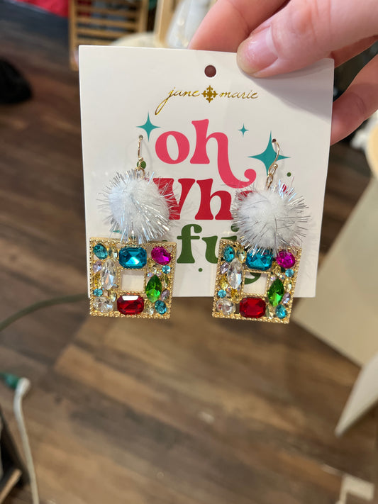 JM Square Pom Earrings