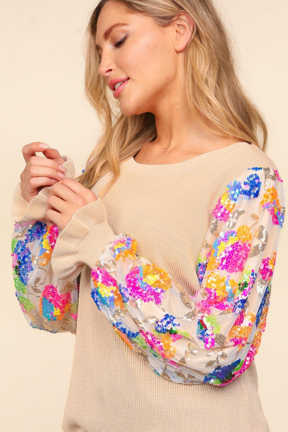 Sequin Sleeve Sweater