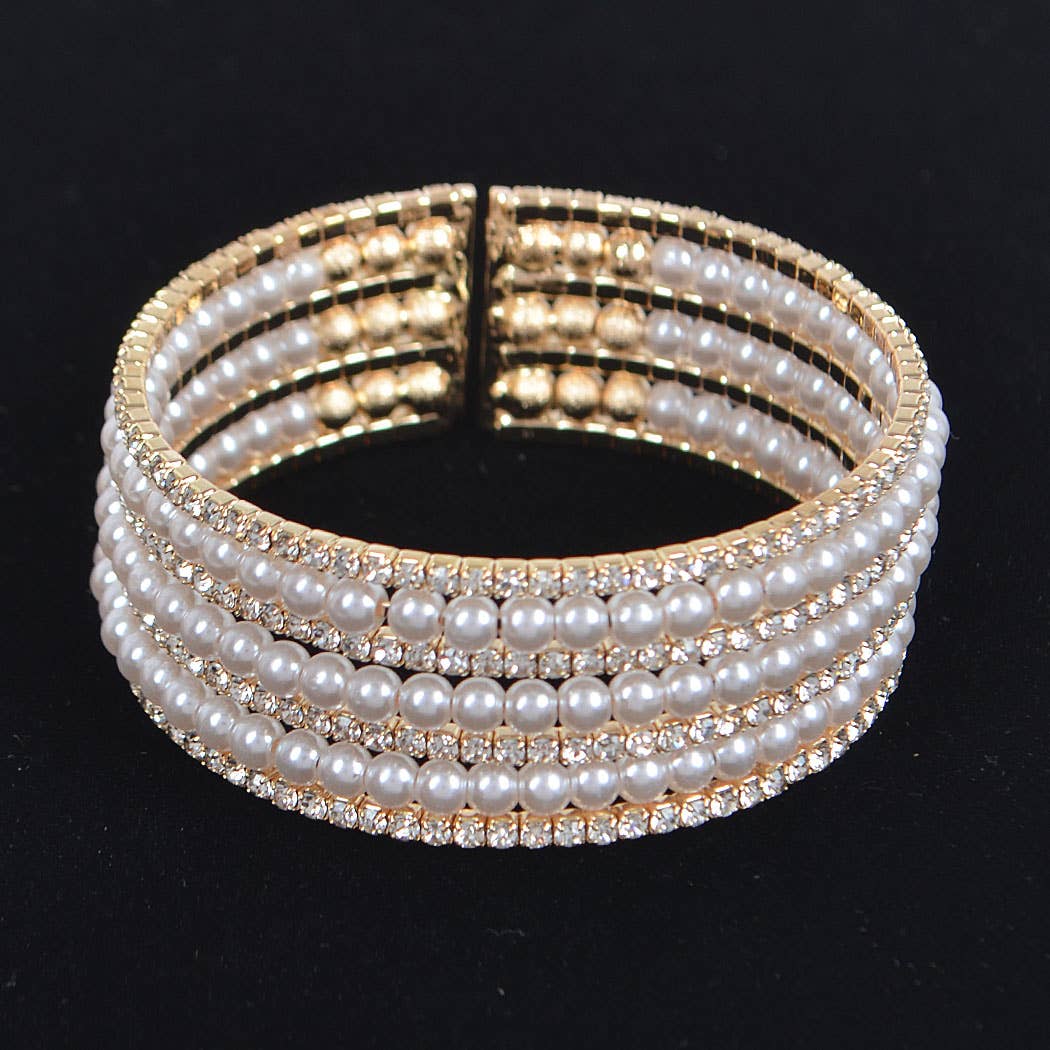 Pearl + Rhinestone Cuff Bracelet