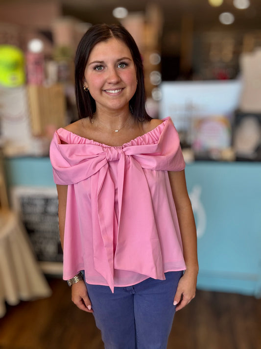 Bow Accented Off The Shoulder Top