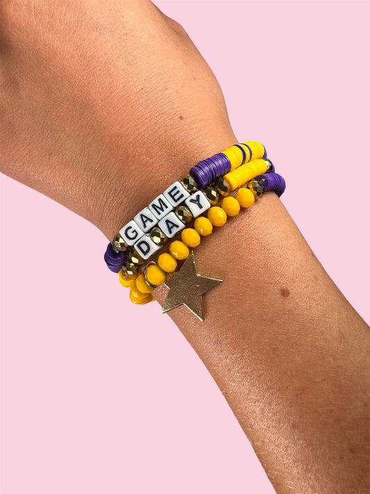 Camel Threads - Purple & Gold Game Day Bracelet Set