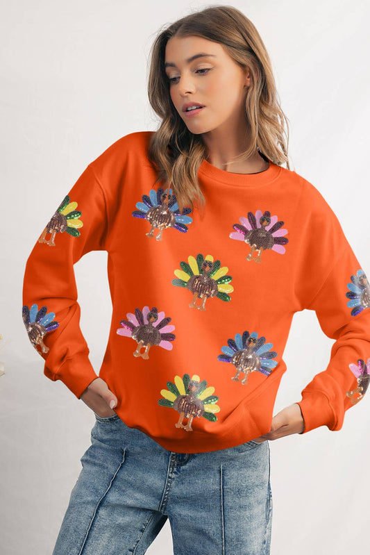 Fancy Turkeys Sweatshirt (Orange)