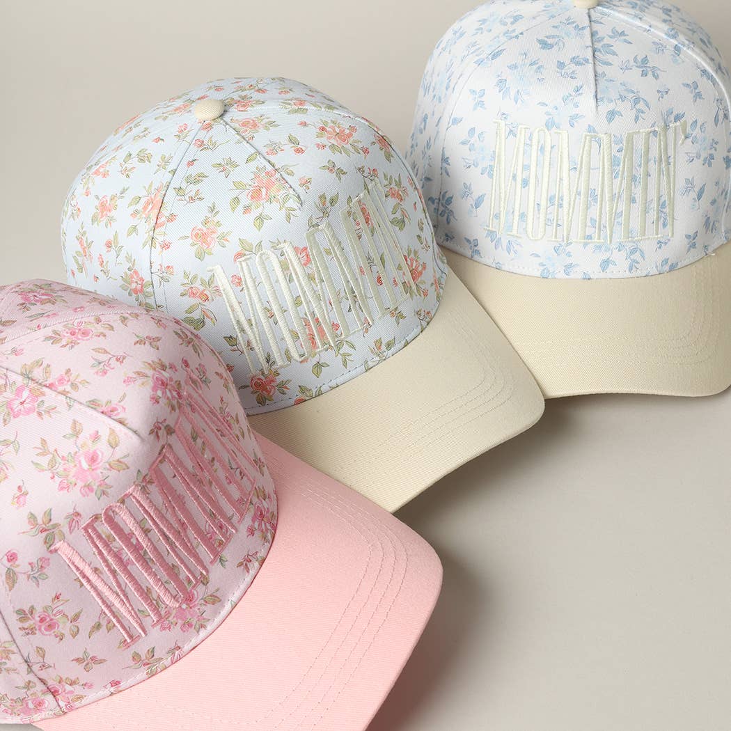 MOMMIN' Embroidered Flower PatternTrucker Hat