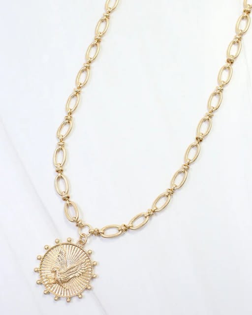 Carmen Coin Necklace Eagle Worn Gold