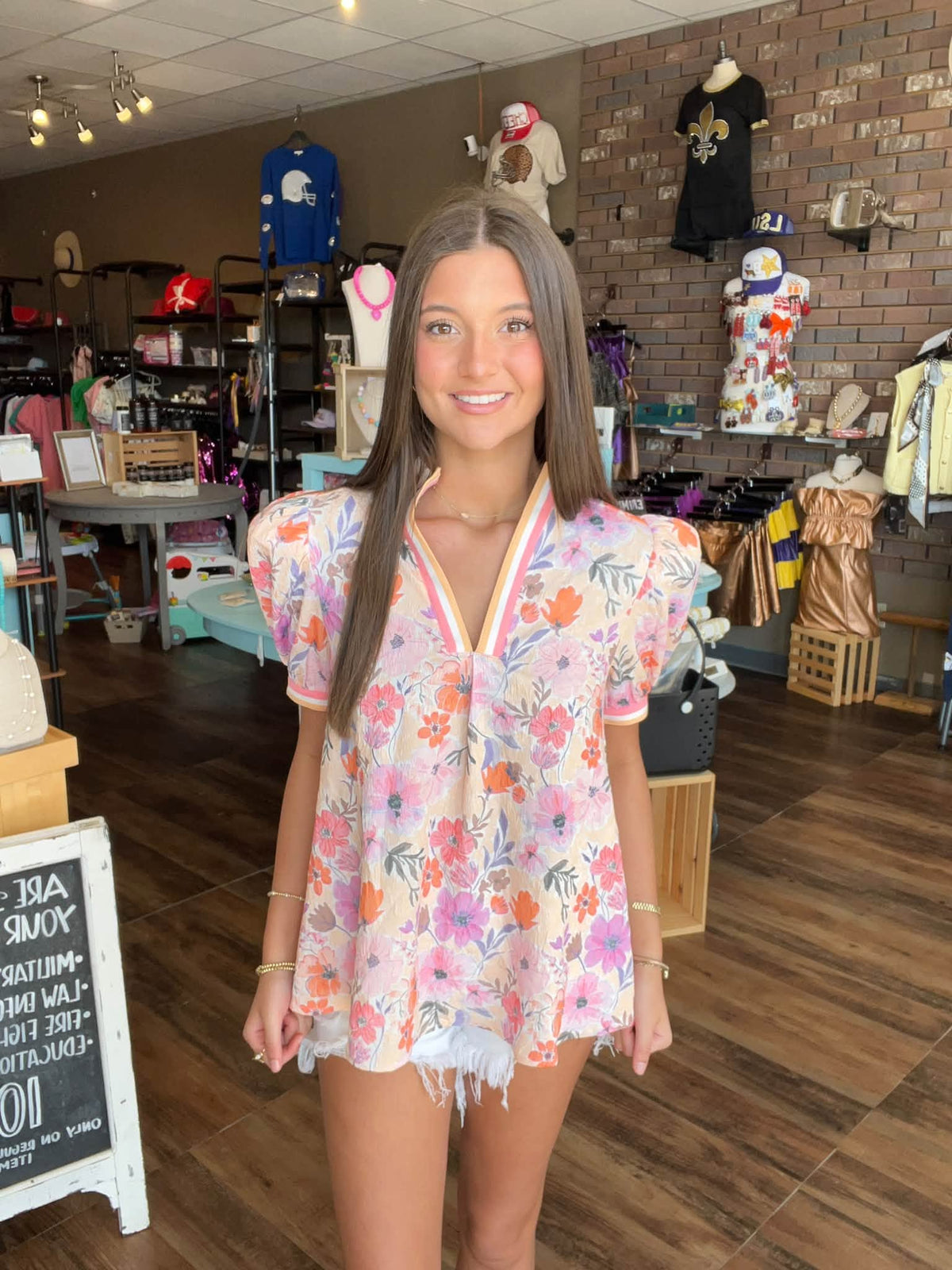 Oranges & Pinks for Fall Floral Blouse